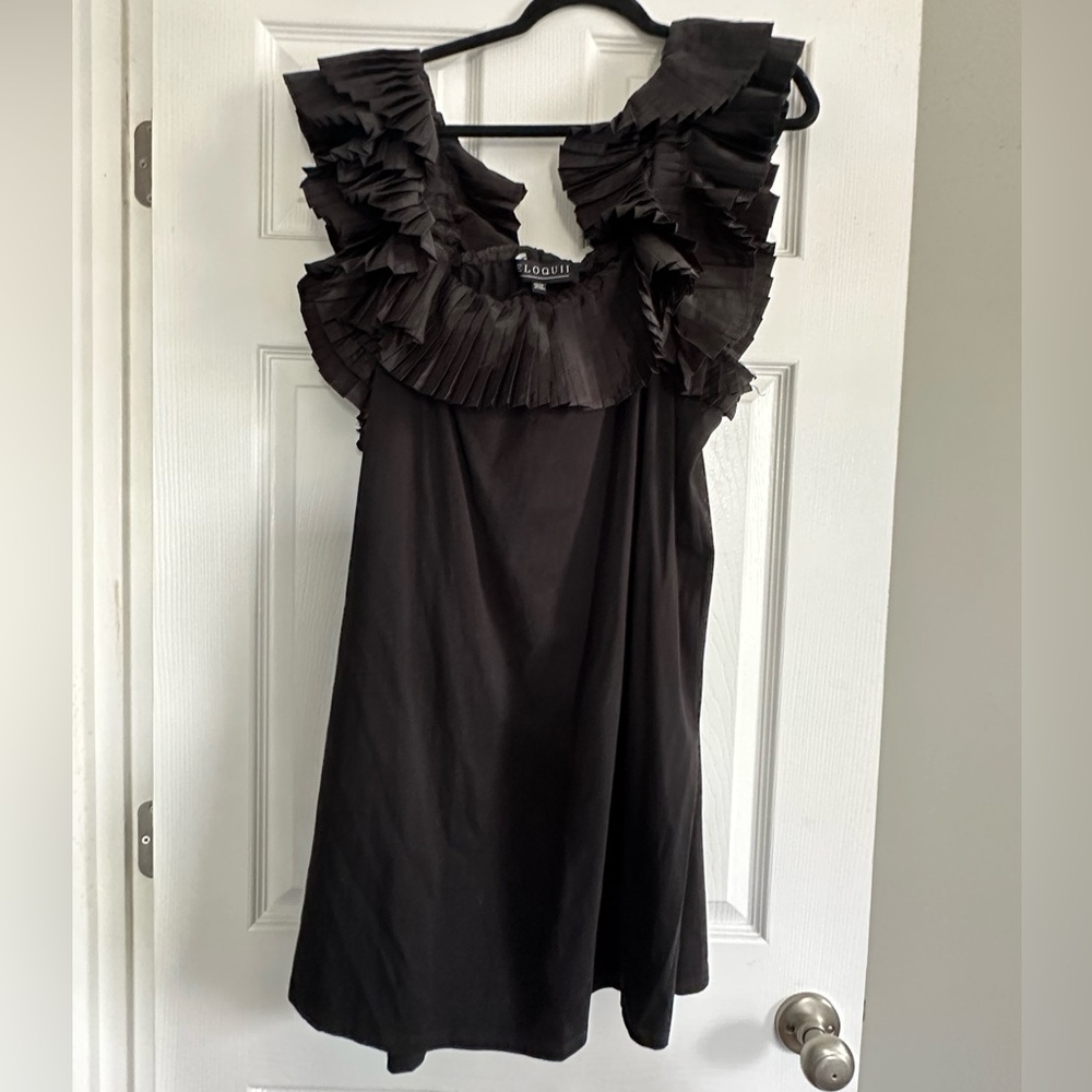 Eloquii Plus Size Mini Shift Dress with Shoulder detailing